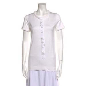 Fendi authentic Solid White Crew Neck Short Sleeve Top T Shirt 40 small Italy